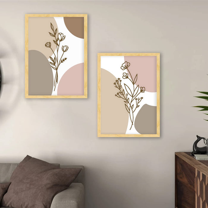 Art Street 3D Framed Art Prints Boho MDF Embossed Modern Wall Décor For Home, Office & Living Room Decoration, Wall Hanging Decorative Artprint Set of 2 (17.5 x 27 Inches)