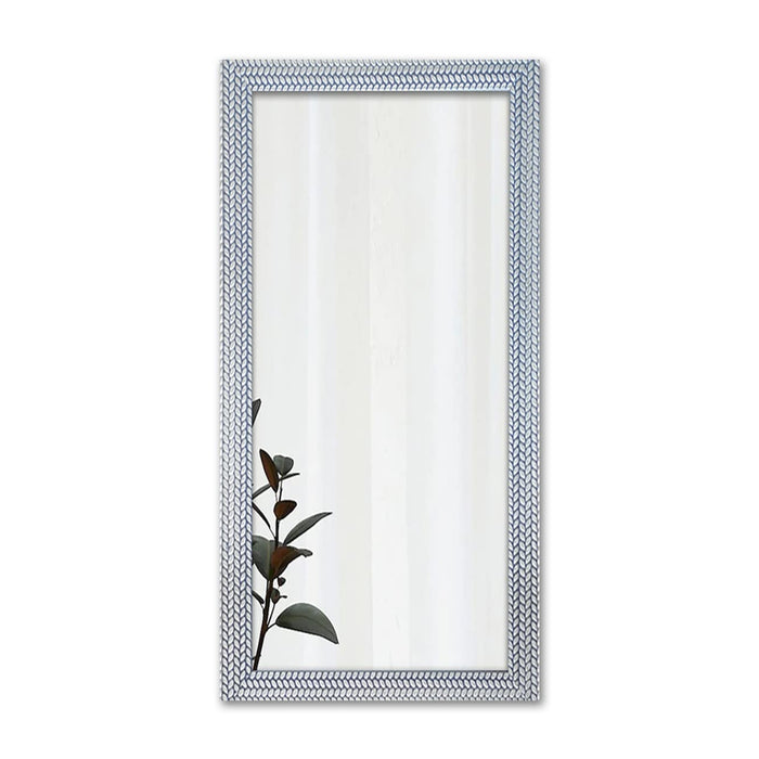 Art Street Honeycomb Design Decorative Wall Rectangular Makeup Mirror, Decorative Looking Glass with Frame for Home (25.4x13.4 Inches, Silver)