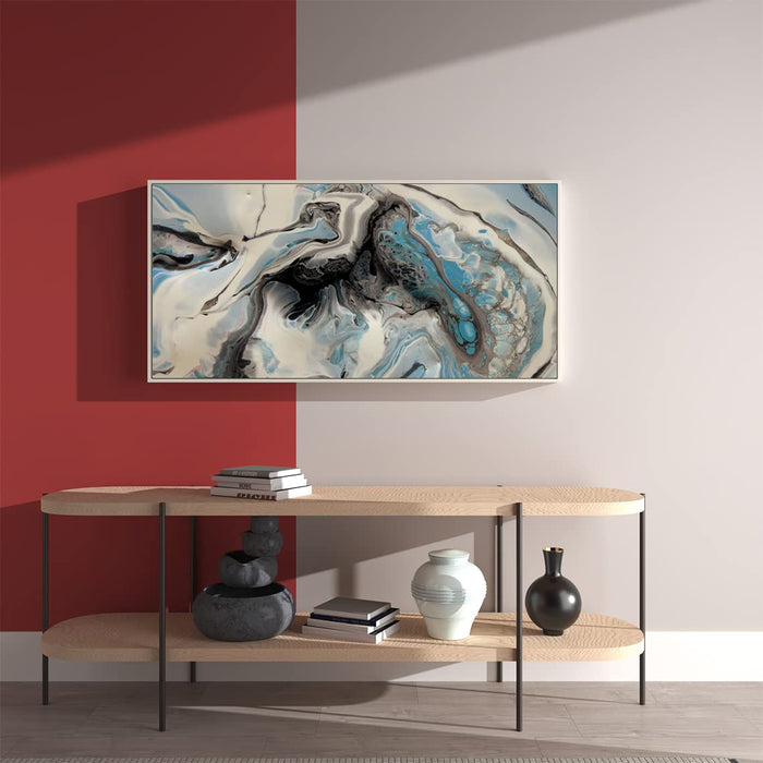 Art Street Abstract Digital Decorative Paintings with Frame for Home, Living Room & Office Décor (White, 22 X 46 Inches)