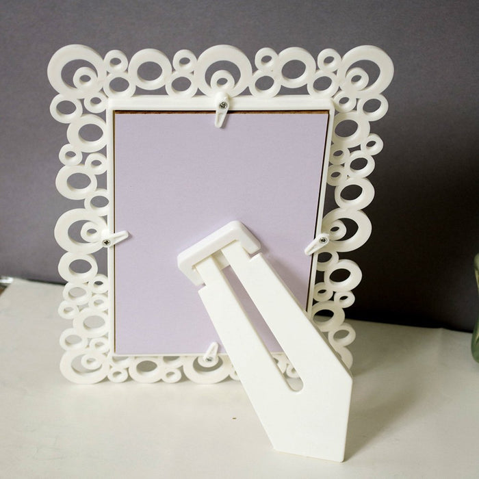 Decoralicious White Designer Circular Table Top Photo Frame Perfect For Office & Home Decor ( Size 4x6 )