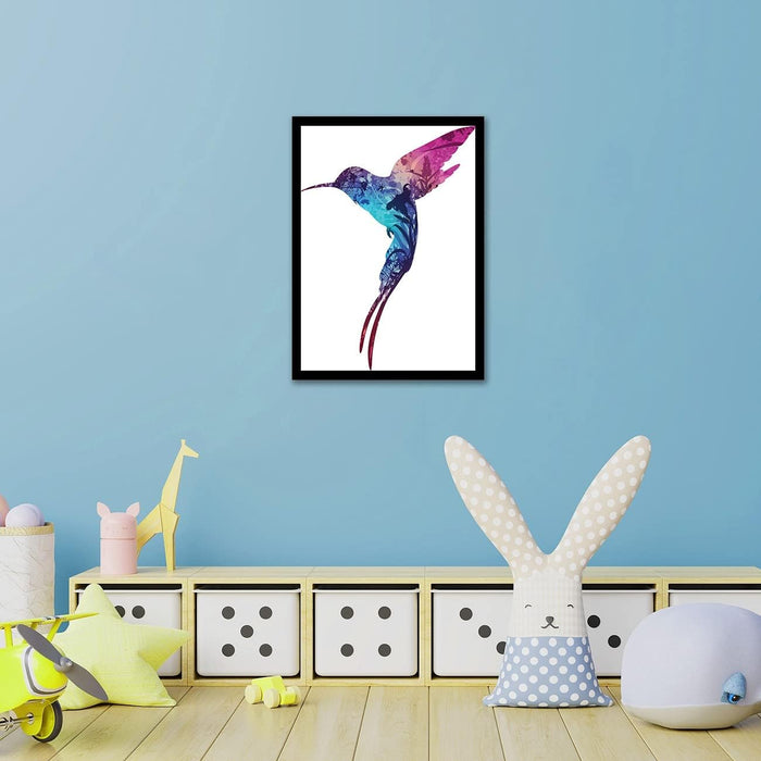 Art Street Colorful Humming Bird Wall Art Artwork Posters for Home, Kids Room, Wall Hanging Decor & Living Room Decoration I Modern Luxury Decorative gifts (12.9 x 17.7 Inches)