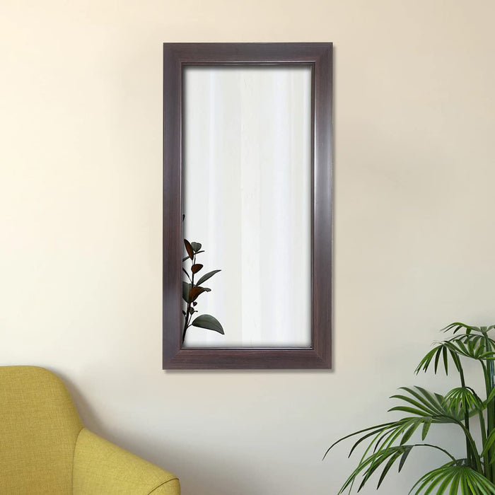 Art Street Plain Design Dark Decorative Wall Mirror, Wall Mount Rectangular Makeup Mirror, Decorative Looking Glass with Frame for Home, Bathroom & Living Room (25.4x13.4 Inches, Coffee Brown)
