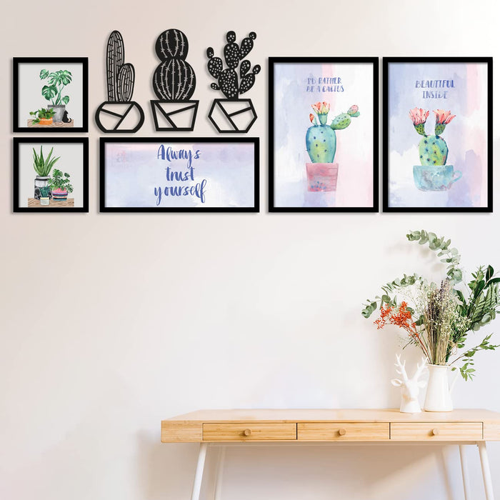 Art Street Set of 5 Nature Plant Theme Art Prints/Posters with Plant Theme MDF Plaque for Living Room and Home Decoration (Size - 20 x 55 Inchs)