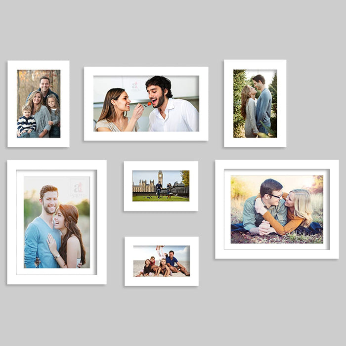 Art Street Set of 7 Individual White Photo Frame for Home Wall Decoration (Size - 4 x 6, 6 x 10, 5 x7, 8 x 10 Inches)