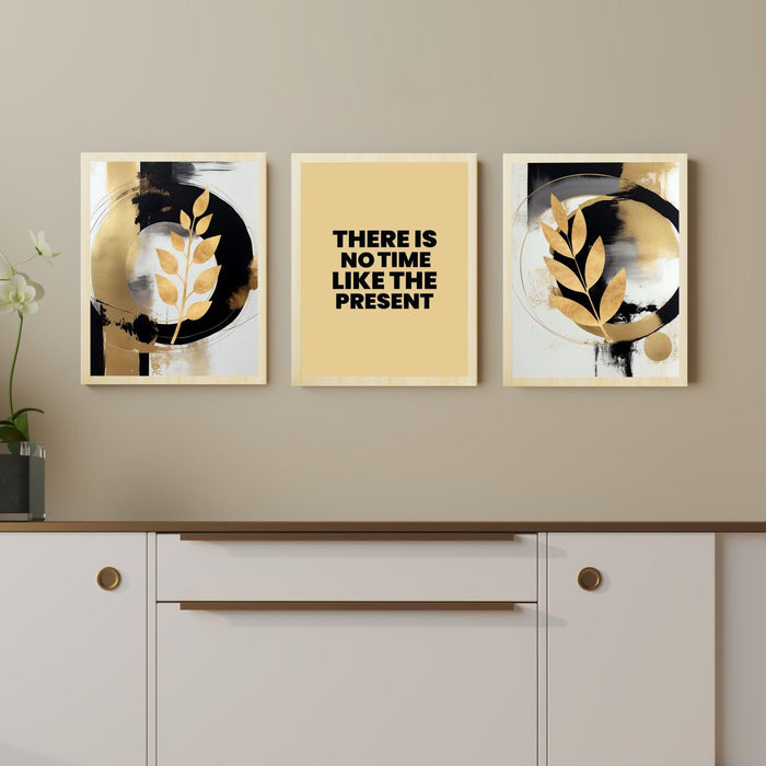Art Street Modern Boho Motivational Quotes There is no Time Art Prints (Set Of 3, (A3) 12.7x17.5 Inch)
