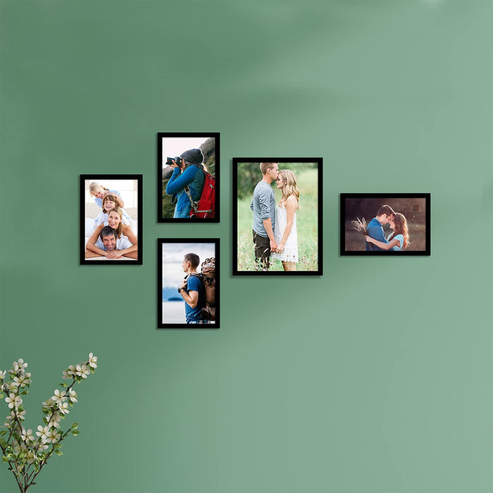 Set of 5 Black Wall Photo Frame Eco Series Photo frames for Wall Decoration (Size - 4x6, 6x8 Inchs, Black)