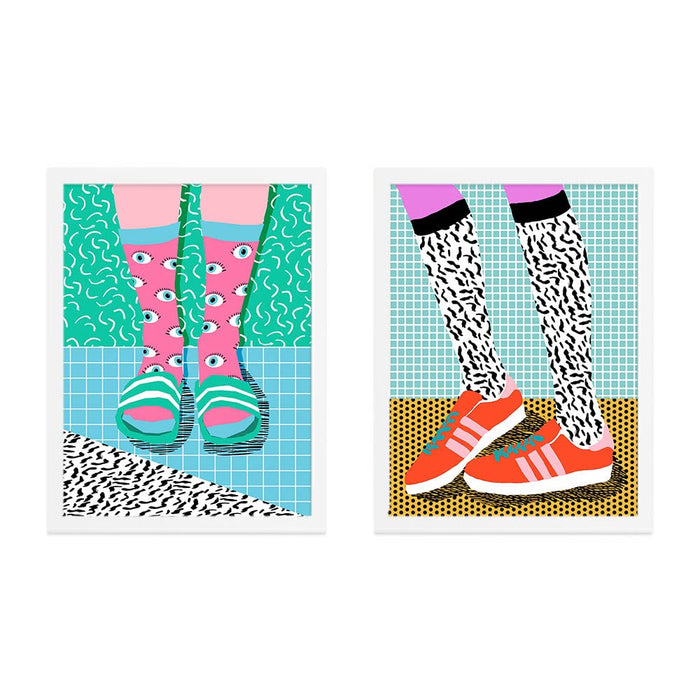 Art Street Duo sneakers Illustration Art Posters For Room Decoration, Decorative Home Wall Décor Art Posters, Wall Art For Living Room (Set Of 2, 13x17 Inch)