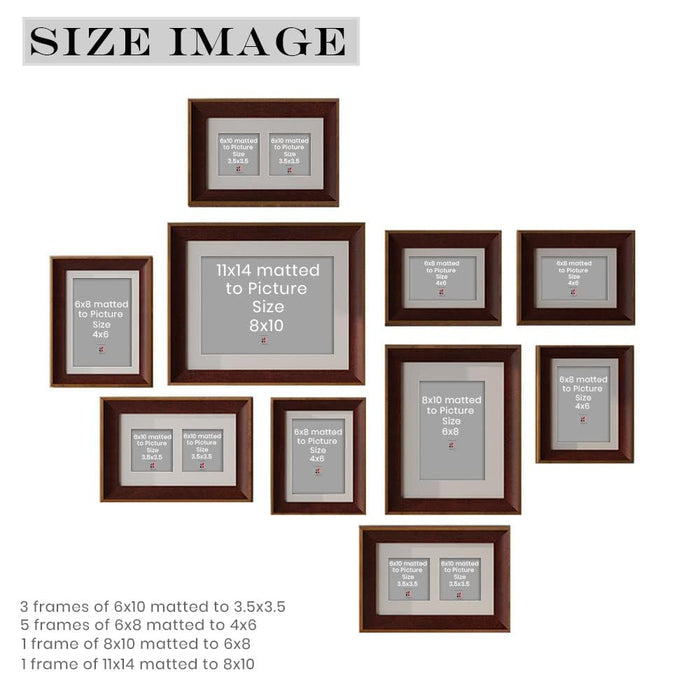 Art Street Set of 10 Warmth Premium 3D Photo Frame for Home Decor. Brown, 11x14, 6x8, 6x10, 8x10 Inches)