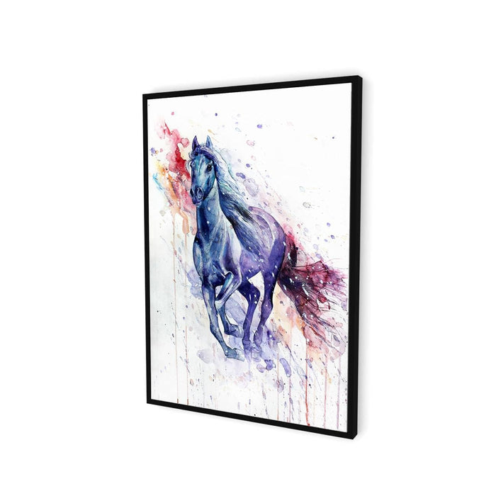 Art Street Canvas Painting Watercolor Running Horse Decorative Luxury Paintings with Frame for Home and Office Décor (Blue, 22 X 34 Inches)