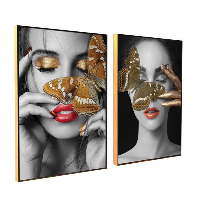 Art Street Wall Canvas Painting for Living Room Decoration, Decorative Modern Artwork Framed (Set of 2, 17 x 23 Inches)