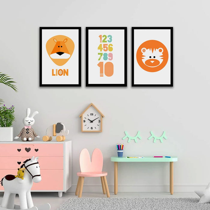 Art Street Alphabet letter Art Print For Kids Room, Home, Wall Hanging Decor & Living Room Decoration I Modern Luxury Decorative gifts (Set of 3, 9.4 x 12.9 Inches)