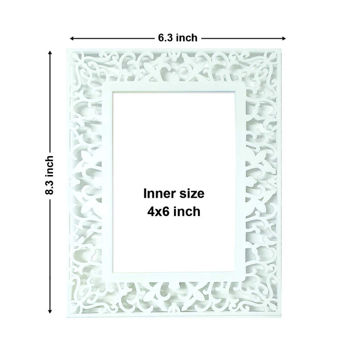 Set of 2 Decoralicious White Abstract Design Table Photo Frame For Home Decor ( Size 4x6 )