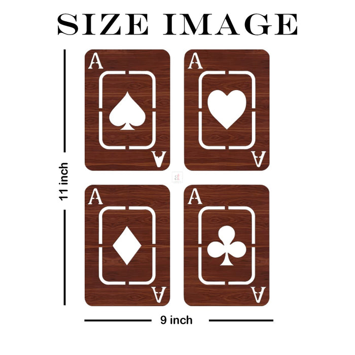 Art Street Four Suit Playing Card Brown MDF Plaque Cutout Ready To Hang For Home Office Wall Art Decor, Wall Art Hanging Decorative Item, Home Decoration Size -11 x 9 Inches