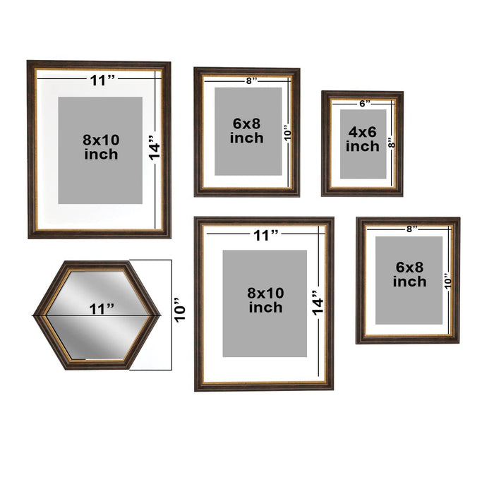 Art Street Set of 6 Wall Photo frames for Home Décor 3D-Timeline (11x14, 6x8, 8x10, 10 Inchs, )