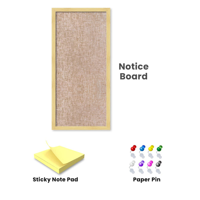 Notice Board Bulletin Board Pin-up Soft Cork Texture Display Board for Home, Office, Kids & School by Artstreet - (Rectangle Shape, Beige Frame, 18.7 X 8.7 Inches)