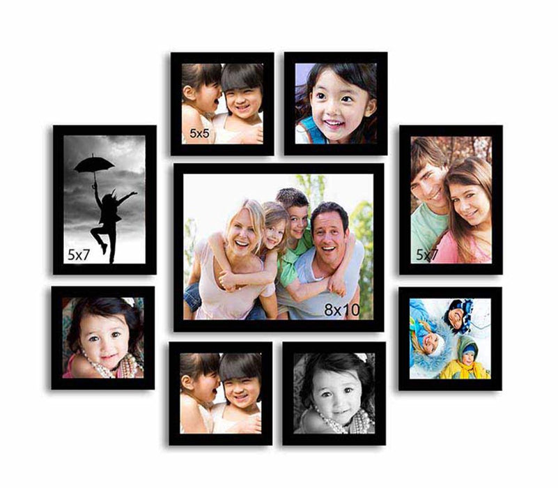 Onmium Black Photo Frame - Set of 9 Individual Wall Photo Frames