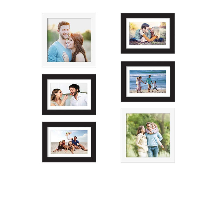 Art Street Synthetic Wooden Wall Photo Frame with Hanging Accessories for Home Decor ( Size - 6x8, 8x8 Inches) - Set of 6