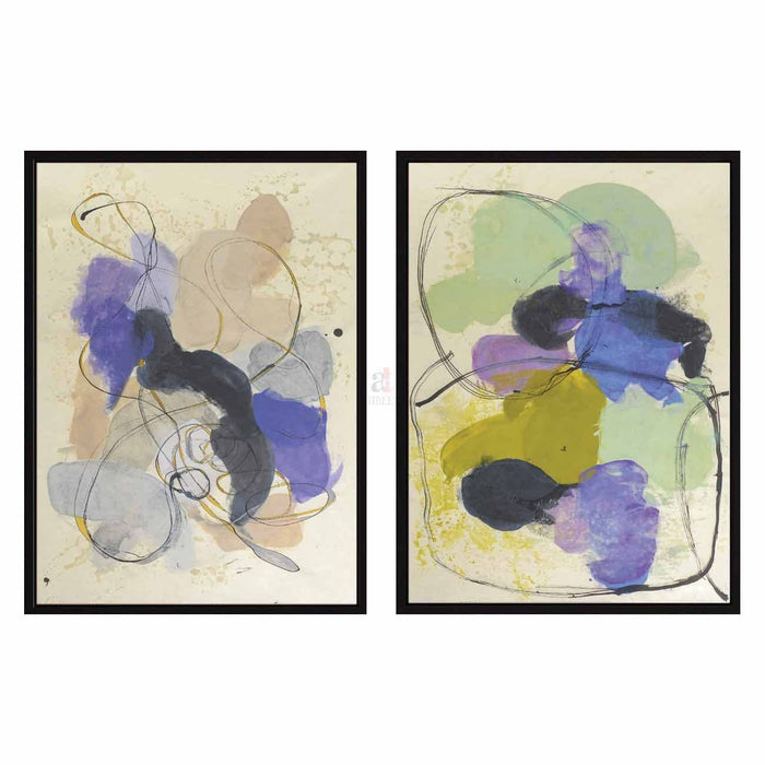 Art Street Abstract Digital Print Wall Canvas Painting for Living Room Decoration, Modern Artwork (Set of 2, 17 x 23 Inches)