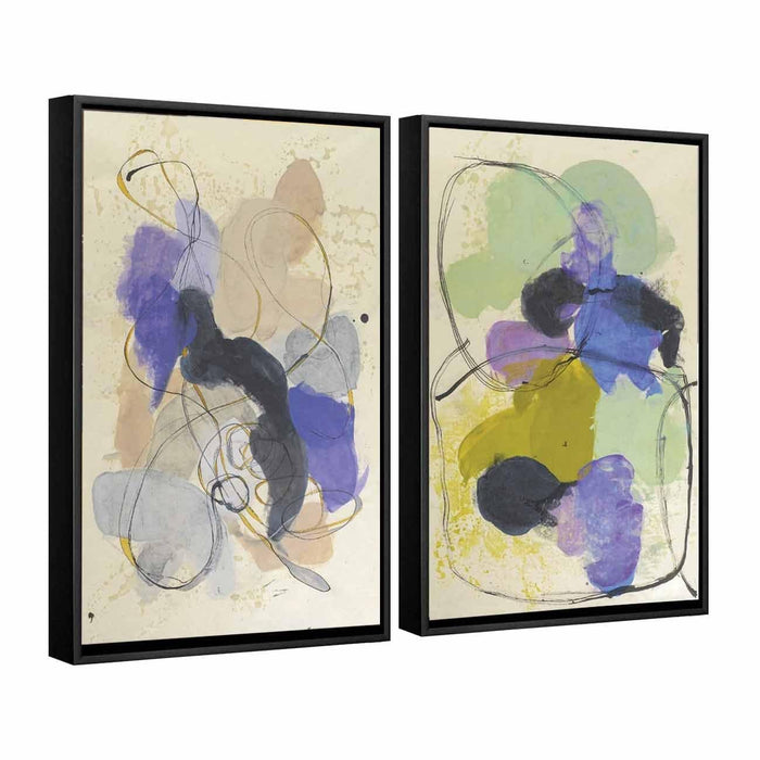 Art Street Abstract Digital Print Wall Canvas Painting for Living Room Decoration, Modern Artwork (Set of 2, 17 x 23 Inches)