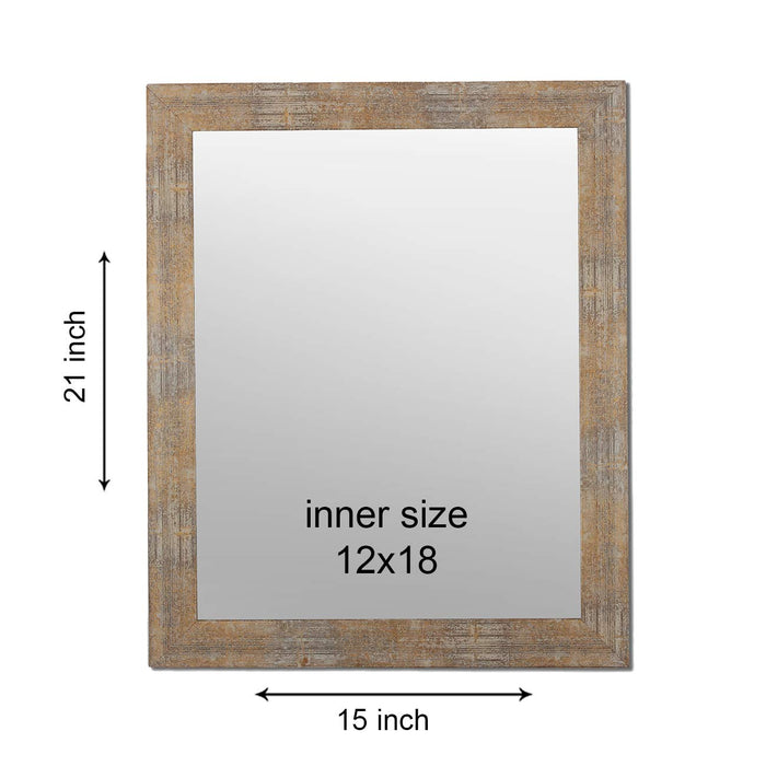 White Gold Flat Decorative Wall Mirror/Looking Glass Inner Size 12 x 18 inch, Outer Size 15 x 21 inch