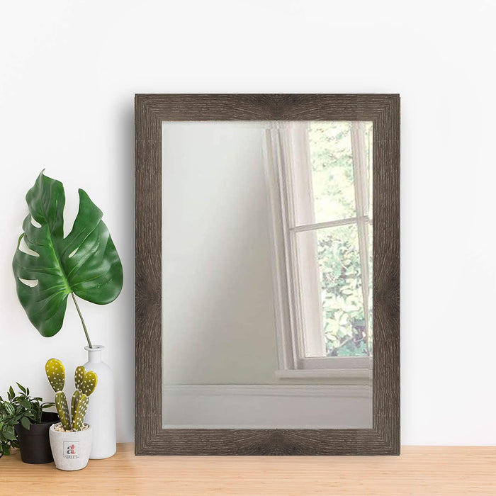Art Street Mirror for Wall Modern Finish Mirror for Bathroom and Living Room, Dark Brown-Color, Outer Size 13.7 x 17.7 Inch