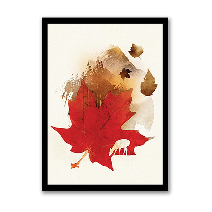 ‎Art Street Maple Leaf Abstract painting Framed Art Print for Home, Kids Room, Wall Hanging Decor & Living Room Decoration I Modern Luxury Decorative gifts (12.9 x 17.7 Inches)