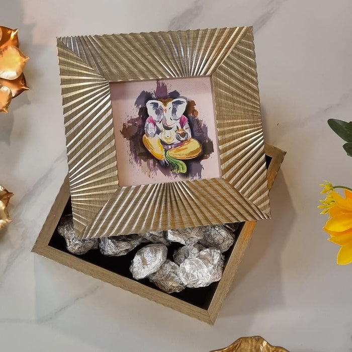 Art Street Decorative Gifts Of Love Gift Box, Diwali Festive Gifting, Cash Box, Shagun Box, Jewelry Box, Wedding Money Box (Lustrous Silver, Size: 7.5x7.5x2.3 Inch)
