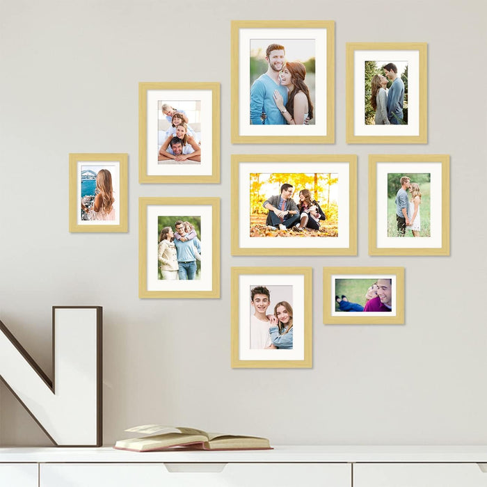 Art Street Photo Frames for Home Décor Set of 9 Beige Wall Photo Frames for Living Room Decoration (Size - 4" x 6", 5" x 5" )
