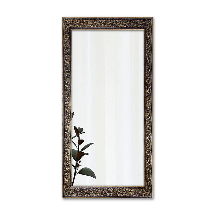 Art Street Vector Design Decorative Wall Rectangular Makeup Mirror, Decorative Looking Glass with Frame for Home (25.4x13.4 Inches, Black Gold)
