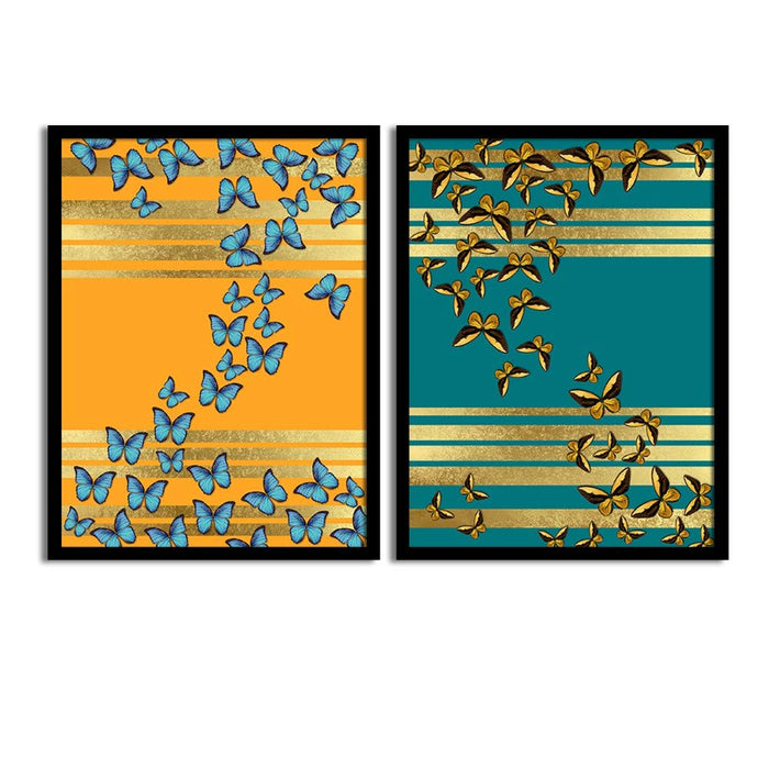 Numerous Butterfly Matte Art Print, Painting for Home Décor Set of 2
