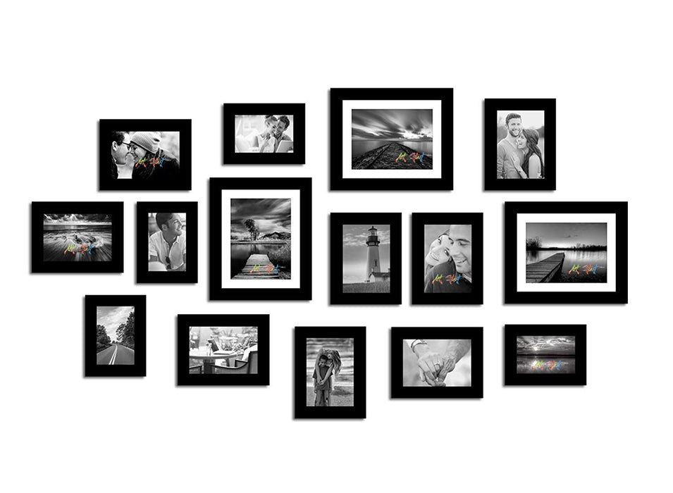 Sumptuous Memories - Set of 15 Individual Black Fiber Wood Photo Frames