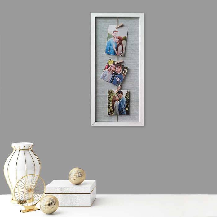 Art Street Hanging Photo Frames for Home Wall Décor White Color Photo Frame with Clips (Size - 18.5 x 8.5 Inches)