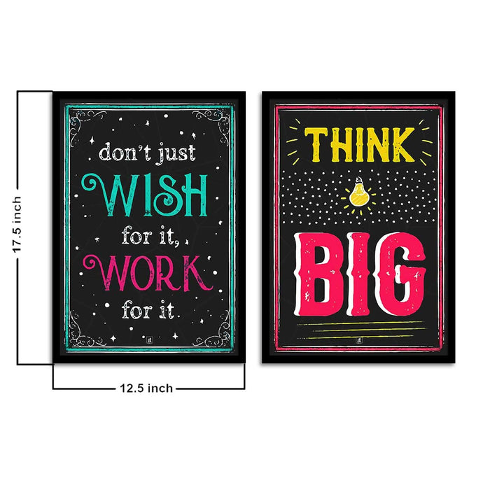 Motivational Art Prints Think Big Wall Art for Room Décor for Home, Wall Decor & Living Room Decoration (Set of 2, 17.5" x 12.5" )