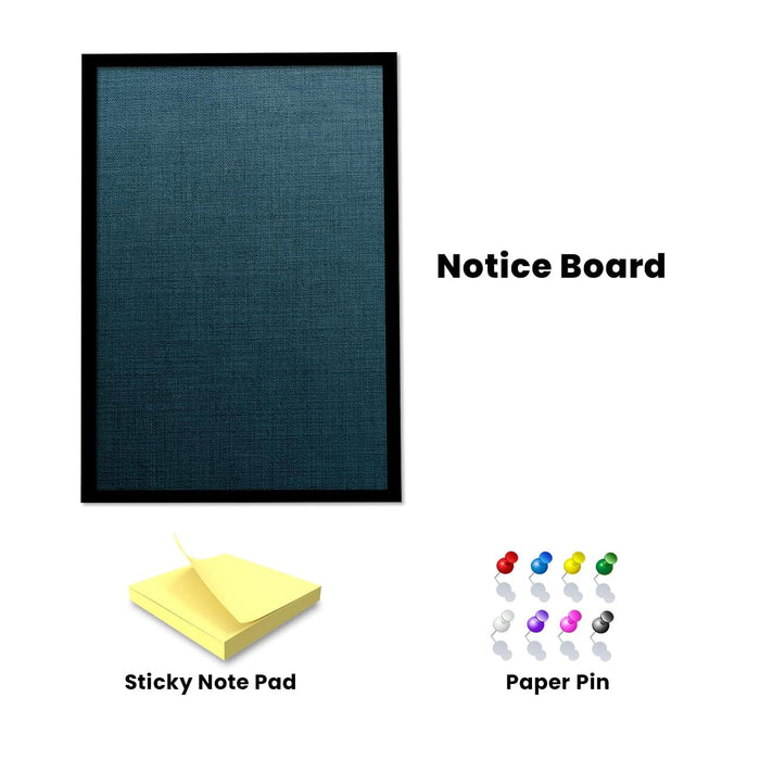 Notice Board Bulletin Board Pin-up Soft Cork Texture Display Board for Home, Office, Kids & School by Artstreet - (Rectangle Shape, Black Frame, 17.2 X 13.2 Inches) Black & Teal