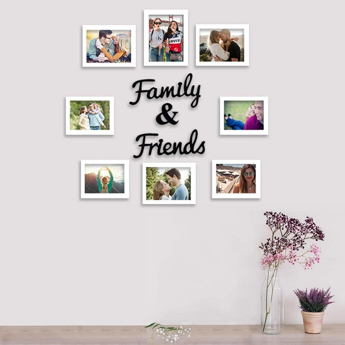 Set of 8 Photo Frame With Family & Friends Cutout for Home Décor Living Room Wall Decoration (Size - 5X7, 6X8 Inches)