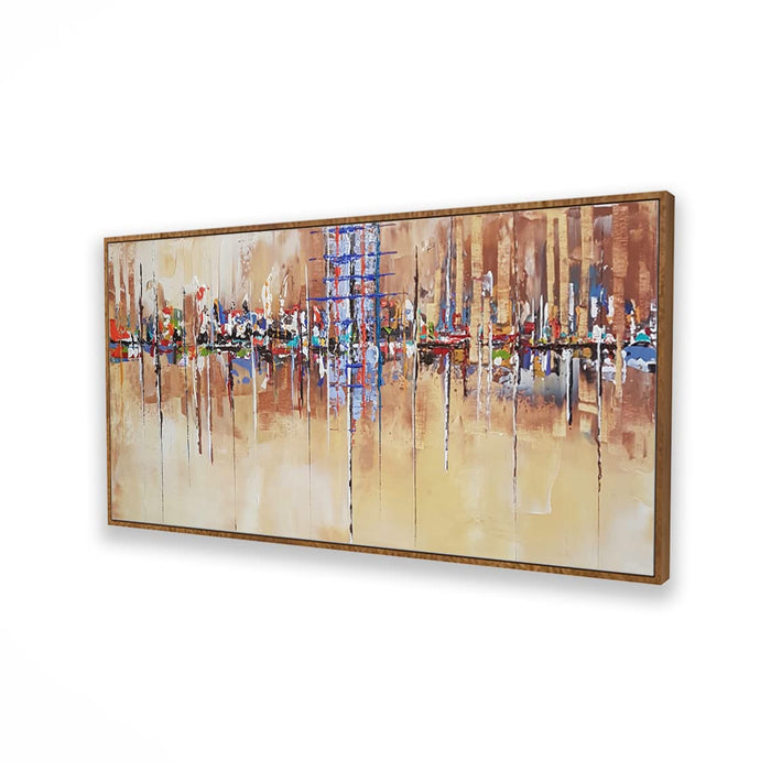 Art Street Wall Art Print Water City Digital Decorative Luxury Paintings with Frame for Home Decoration (Brown, 22 X 46 Inches)