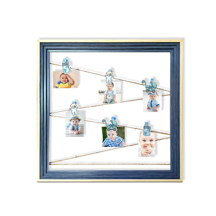Wooden MDF Baby Boy Photo Hanging Frame With Photo Hanging Clip - Blue