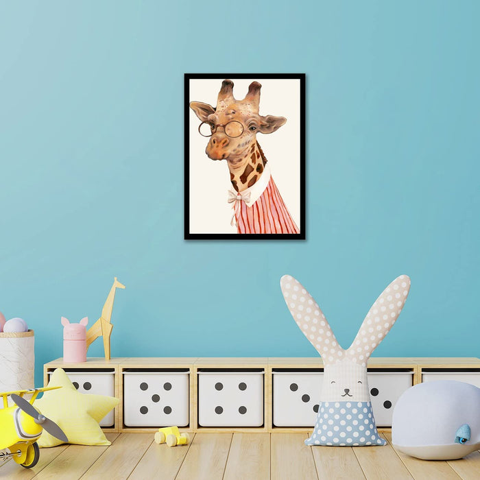 Art Street Cute Giraffe Cartoon Colorful painting Art Print for Home, Kids Room, Wall Hanging Decor & Living Room Decoration I Modern Luxury Decorative gifts (12.9 x 17.7 Inches)