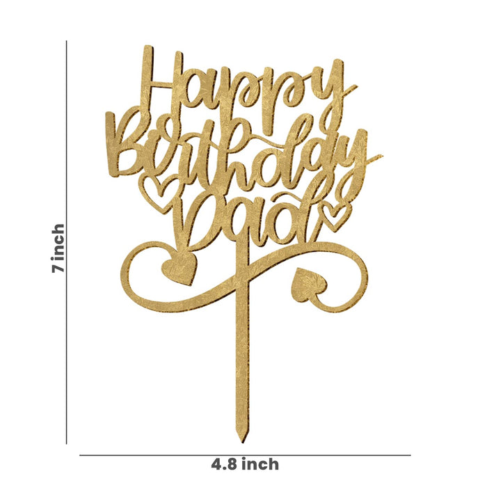 Happy Brithday Cake Topper For Birthday Party Decoration Supplies By Art Street (Golden, 7 x 4.8 Inch)