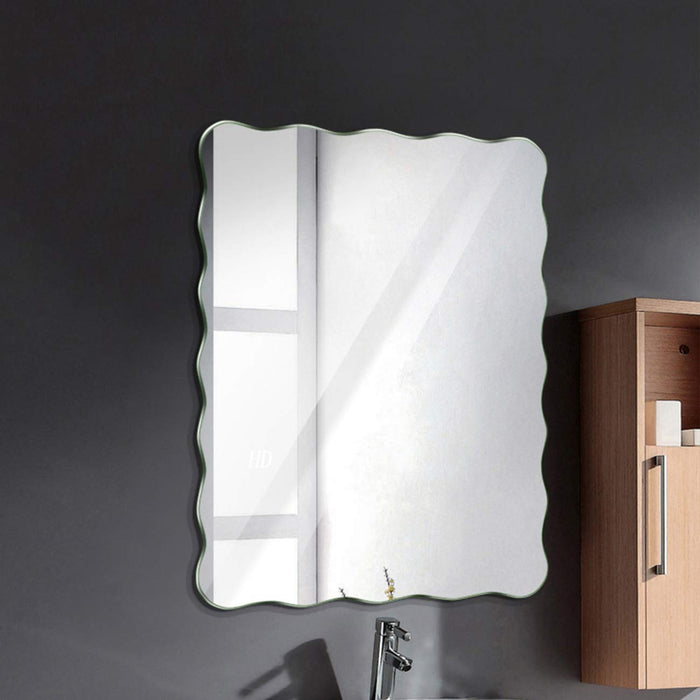 Frameless Beveled Rectangular Ridge Wall Mirror, Modern Frameless Mirror for Bathroom Room Hanging Horizontal or Vertical -27 X 19 Inchs