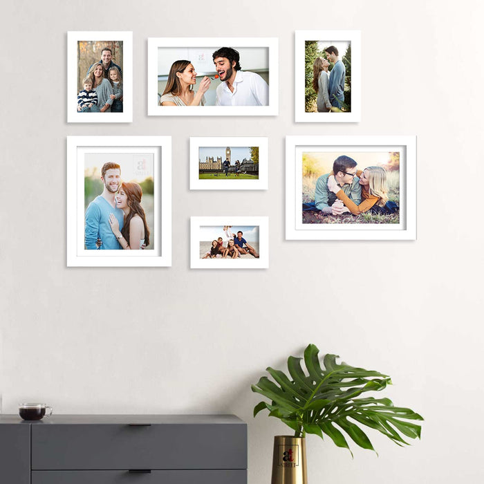 Art Street Set of 7 Individual White Photo Frame for Home Wall Decoration (Size - 4 x 6, 6 x 10, 5 x7, 8 x 10 Inches)