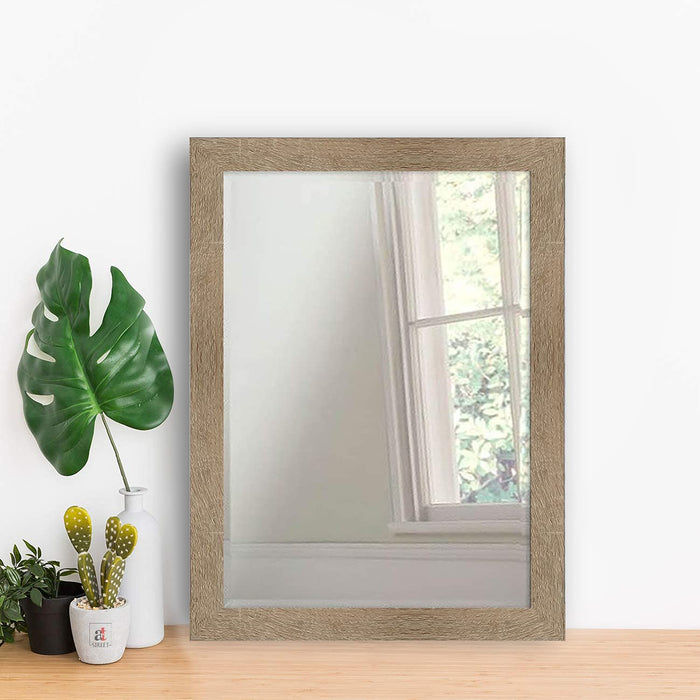 Art Street Mirror for Wall Modern Finish Mirror for Bathroom and Living Room, Light Brown-Color, Outer Size 13.7 x 17.7 Inch