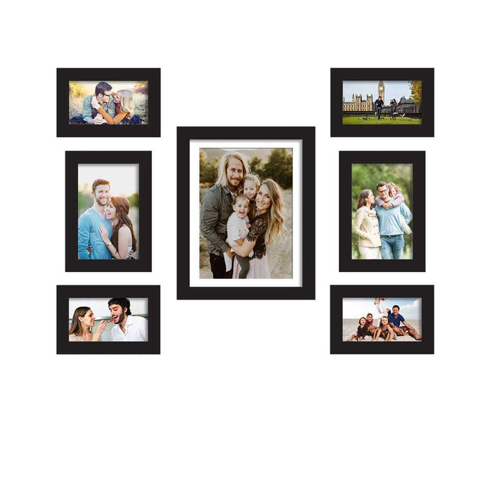 Eros Set of 7 Black Wall Photo Frame, Picture Frame for Home Decor (Size - 4x6, 5x7, 8x10 Inchs)