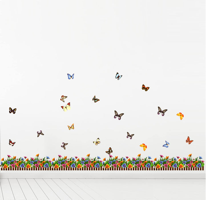 Art Street Nature Theme Beautiful Wall Decals for Home Decor Multicoloured Colorful Butterflies Vinyl Stickers for Wall Decoration (Size - 24 x 84 Inch)