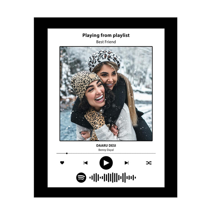 SNAP ART Personalized Gift Spotify Song Photo Collage for Mothers, Friends, Husband, Wife, Song Photo Frame, Customized Gift, Birthday Gift, Anniversary Gift (6x8 Inch, Black)
