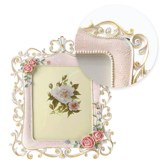 Art Street Pink Rose Resin Painted Photo Frame For Home Decoration - Royal Pink