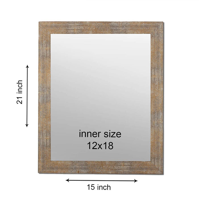 Art Street Mirror for Wall Modern Finish Mirror for Bathroom and Living Room, Golden Rust-Color, Inner Size 12 x 18 Inch, Outer Size 15 x 21 Inch
