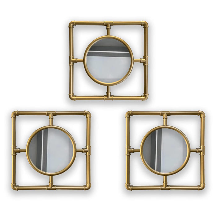 Arianda Square Wall Mirror Square Shape Golden Decorative Wall Mirror for Home Déco