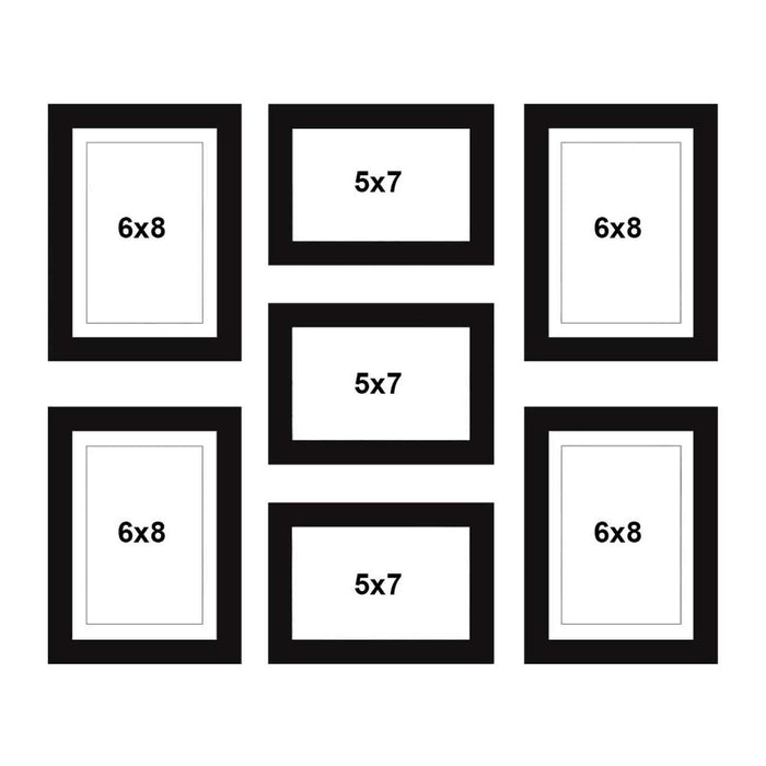 Alluring Set of 7 Black Wall Photo Frame, Picture Frame for Home Decor (Size - 5x7, 6x8)