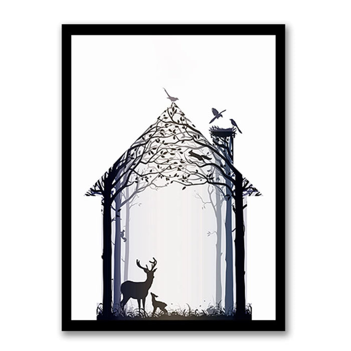 Art Street Squirrel tree house Wall Art Artwork Painting Posters for Home, Kids Room, Wall Hanging Decor & Living Room Decoration I Modern Luxury Decorative gifts (12.9 x 17.7 Inches)
